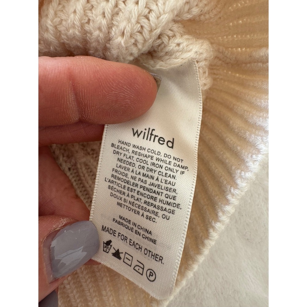 Aritzia Wilfred Montpellier 100% Merino Wool Cream Mock Neck Sweater Size M - Picture 6 of 7